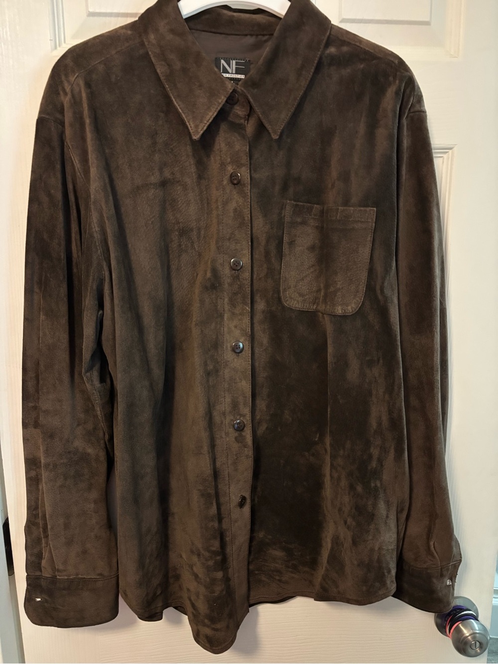 New Frontier Brown Suede Shirt Jacket - Size L